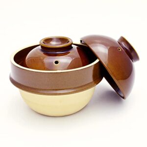 Tsukamoto KM-1 Mashiko Ware Rice Earthenware Pot, 1 Go, Brown, 5.5 inches (14 cm), Brown
