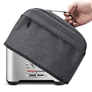 vosdans 2 slice toaster cover with zipper & open pockets kitchen small appliance cover with handle, dust and fingerprint protection, machine washable, dark grey (patent design)