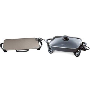 presto ceramic 22-inch electric griddle with removable handles, one size, black & 06852 16-inch electric skillet with glass cover