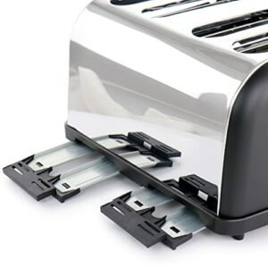 Megachef 4 Slice Wide Slot Toaster with Variable Browning in Black and Rose Gold