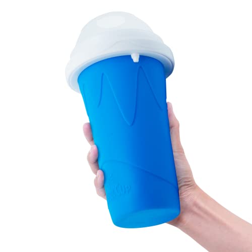 Slushy Maker Cup Slushie Cup Maker Milk Cola Juice Squeeze Cup Frozen Magic Quick Freeze Cup Cooling Cup Smoothies Cup with Lids and Straws for All Age (Blue)