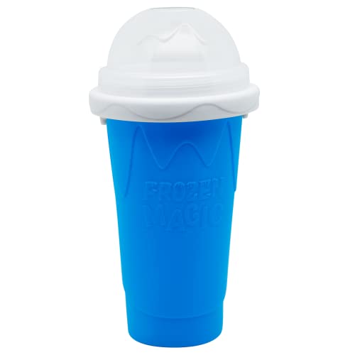 Slushy Maker Cup Slushie Cup Maker Milk Cola Juice Squeeze Cup Frozen Magic Quick Freeze Cup Cooling Cup Smoothies Cup with Lids and Straws for All Age (Blue)