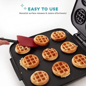 Delish By Dash Waffle Bite Maker, Makes 9 x 2.4” Waffle Bites with Delish Recipes for Breakfast, Snacks, Dessert, and More - Red