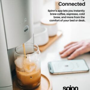 SPINN Espresso & Coffee Machine, Smart WiFi Automatic Coffee Maker, Cold Brew & Espresso Machine Combo with Programmable Centrifugal Brewing & Grinder, Water Supply Line Compatible, No Refills, Silver