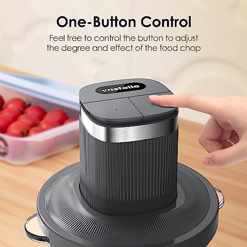 Food Processors,VASTELLE Electric Food Chopper with Bi-Level Blades, Meat Grinder and Vegetable Chopper for Baby Food, Meat, Onion, Nuts, 8 Cup BPA-free Glass Bowl, 2 Speed, Grey