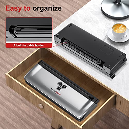 Bonsenkitchen Vacuum Sealer Machine Food Sealer, Compact Design, Air Sealing System for Dry&Moist Food Modes,Silver