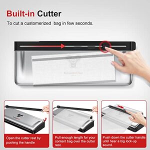 Bonsenkitchen Vacuum Sealer Machine Food Sealer, Compact Design, Air Sealing System for Dry&Moist Food Modes,Silver