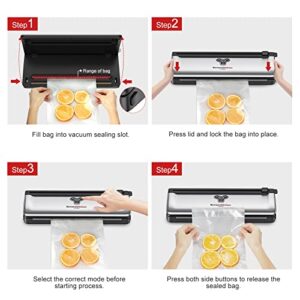 Bonsenkitchen Vacuum Sealer Machine Food Sealer, Compact Design, Air Sealing System for Dry&Moist Food Modes,Silver