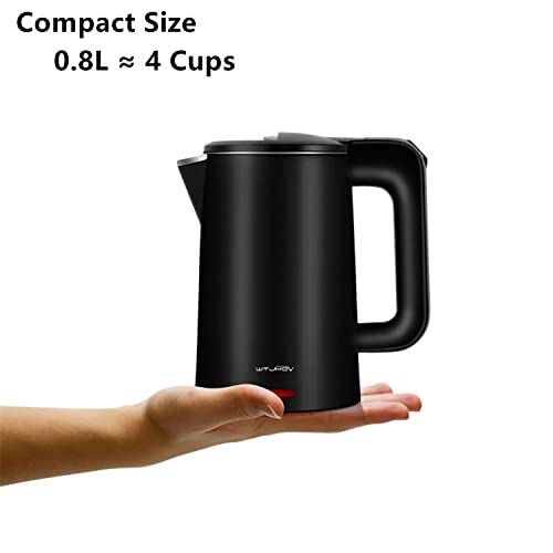 0.8L Electric Kettle Stainless Steel, 800 Watts Small Electric Kettle Fast Boil Auto Shut-off, Portable Water Boiler for Small Kitchen, Business Trip and More