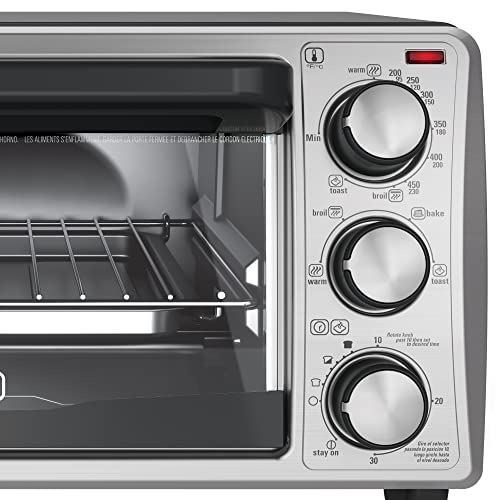 BLACK+DECKER 4-Slice Toaster Oven, Even Toast Technology, Fits a 9" Pizza, Black