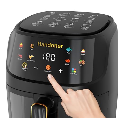 Handoner Air Fryer Max XL Smart Air Fryer Oven 6.5 QT for Healthy Cooking 8-in-1 Presets Visible Cooking Window DIY Oilless AirFryer