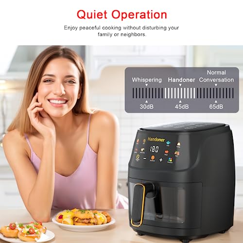 Handoner Air Fryer Max XL Smart Air Fryer Oven 6.5 QT for Healthy Cooking 8-in-1 Presets Visible Cooking Window DIY Oilless AirFryer