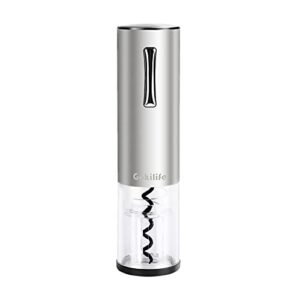 gokilife electric wine opener, automatic rechargeable wine bottle corkscrew opener with foil cutter, one-click button wine bottle openers with led light for home party restaurant (silver01)