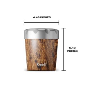 S'well Stainless Steel Ice Cream Pint Cooler 16 ounces Triple Layered Vacuum Insulated Keeps Ice Cream Frozen for Hours Ice Cream Pint Cooler, 1 Count (Pack of 1), Teakwood