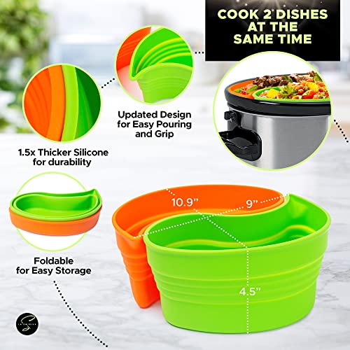 Swiriya 3 Pcs BUNDLE: Silicone Crock pot Liners + Slow Cooker Divider | Reusable Slow Cooker Liners | Leakproof & Easy Clean inserts for 7-8 Quart pots