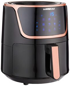 gowise usa gw22955 7-quart electric air fryer with dehydrator & 3 stackable racks, digital touchscreen with 8 functions + recipes, 7.0-qt, black/copper