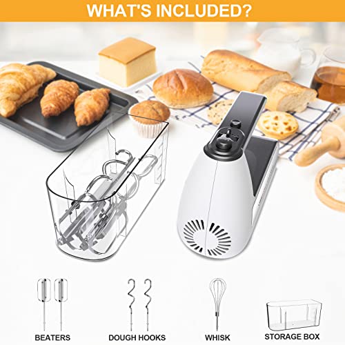 LINKChef Hand Mixer Electric, Handheld Mixers for Cake, Dough, Kitchen Baking, 5-Speed with Turbo & Eject Button, 6 Accessories with Beaters, Whisk, Dough Hooks, Storage Case