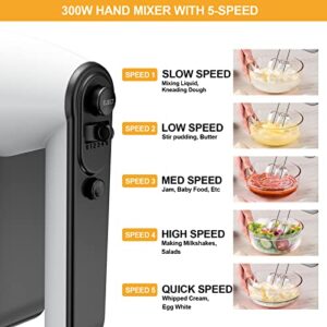 LINKChef Hand Mixer Electric, Handheld Mixers for Cake, Dough, Kitchen Baking, 5-Speed with Turbo & Eject Button, 6 Accessories with Beaters, Whisk, Dough Hooks, Storage Case