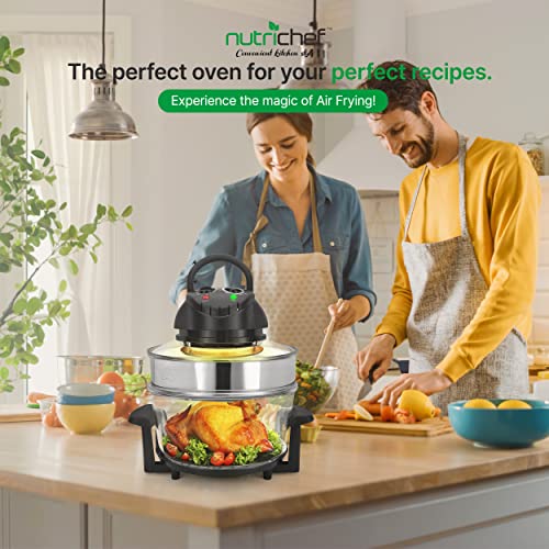 18 Quart Convection Countertop Air Fryer - See through Glass for Best Cooking Results - Air Fryer, Roaster, Bake, Grill, Steam & Roast - Includes Glass Bowl, Broil Rack & Toasting Rack