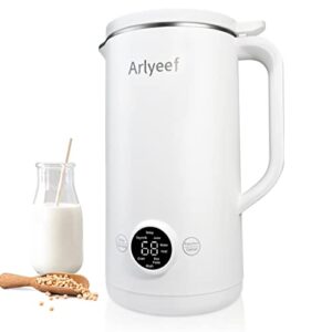 arlyeef automatic soy milk maker, 20oz homemade nut/almond/oat/coconut plant-based milks & dairy free beverages machine with mesh strainer, boil water, delay start/keep warm & bpa free, white