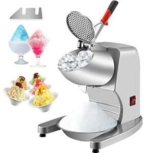 vevor 110v electric ice shaver crusher,300w 1450 rpm snow cone maker machine with dual stainless steel blades 210lb/h, shaved ice machine with ice plate & additional blade for home and commercial use