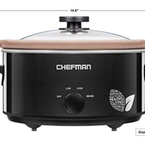 Chefman 5 Qt. Slow Cooker, All-Natural, Glaze & Chemical-Free Pot , Stovetop or Oven Cooking, Dishwasher Safe Crock; Naturally Nonstick & Paleo-Friendly, Low-Lead Stoneware, Bonus Recipes Included