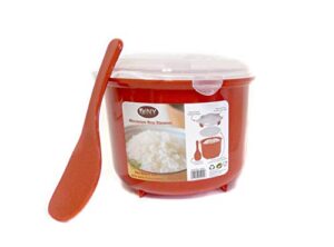 microwave rice steamer cooker bpa free 2.6l red