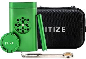 itize portable removable container box, large capacity storage box with magnetic lid and mini grinder, best combination(green)