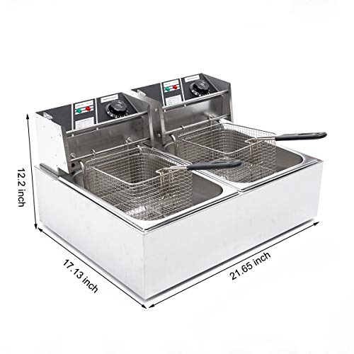 Electric Deep Fryer 5000W Commercial, 12L Dual Tank Deep Electric Fryer Home With Basket