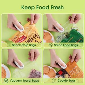 NOVFIT Mini Bag Sealer, 2 in 1 Heat Sealer For Snacks, Rechargeable Handheld Plastic Bag Resealer, Vacuum Bag Sealing Machine Portable, Keep Food Chips Cookies Fresh White.