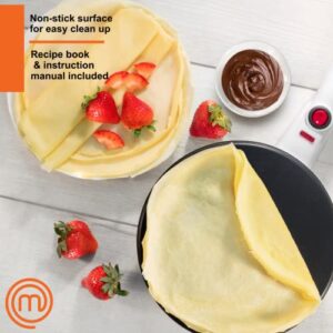 MasterChef Cordless Crepe Maker with Non-stick Dipping Plate plus Electric Base and Spatula, Recipe Guide Included, Fun Baking Gift