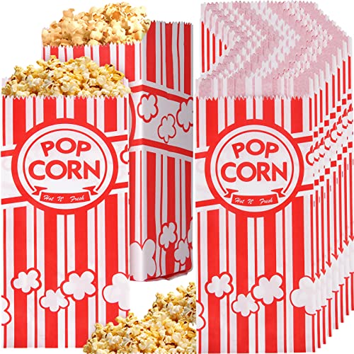 100 Pieces Paper Popcorn Bags, 1 oz Popcorn Bags Individual Servings for Popcorn Machine Party, Pop Corn Bag Bulk