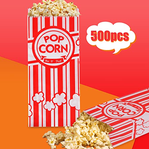 100 Pieces Paper Popcorn Bags, 1 oz Popcorn Bags Individual Servings for Popcorn Machine Party, Pop Corn Bag Bulk