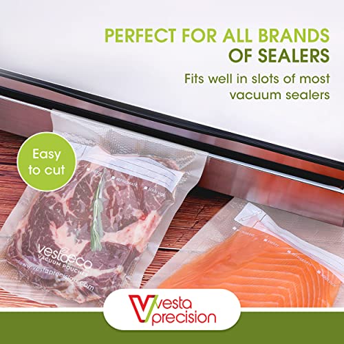 Vesta Precision Vacuum Seal Rolls | Clear and Embossed | 8” x 50’ and 11” x 50’ | 2 Pack | Great for Food Storage and Sous Vide