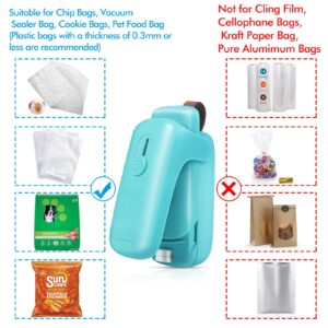 EZCO 2-Pack Bag Sealer Mini, Handheld Bag Heat Vacuum Sealer, 2 in 1 Heat Sealer & Cutter Portable Bag Resealer Machine for Plastic Bags Storage Food Snack Cookies Fresh (Battery Included)