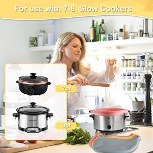 Sdpeia 3 Pack Slow Cooker Liners, Reusable Silicone Crock Pot Liners Fit 7-8 Quarts Crockpot, BPA Free/Leakproof/Slow Cooker Accessories Cooking Liner with Free Cleaning Sponge