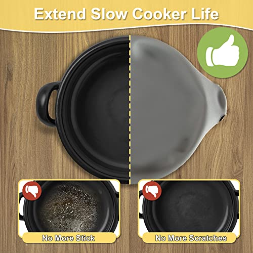 Sdpeia 3 Pack Slow Cooker Liners, Reusable Silicone Crock Pot Liners Fit 7-8 Quarts Crockpot, BPA Free/Leakproof/Slow Cooker Accessories Cooking Liner with Free Cleaning Sponge