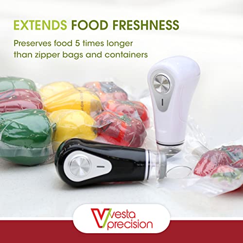 Vacuum Sealer by Vesta Precision - Handheld Vac 'n Seal | Extends Food Freshness | Fast and Powerful Vacuum | Compact Design | Long Battery Life | Works with valved Vacuum Bags, Bottles, and Canisters