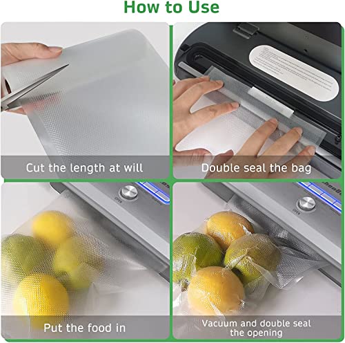 Food Vacuum Sealer Bags Rolls with Commercial Grade,Kitchen 5 Rolls Food Saver Bags,(12+15+17+20+22) x500cm Sous Vide Bags Rolls with BPA Free for All Vacuum Sealer,Great for Food Vac Storage