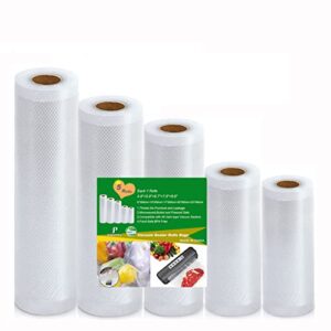 Food Vacuum Sealer Bags Rolls with Commercial Grade,Kitchen 5 Rolls Food Saver Bags,(12+15+17+20+22) x500cm Sous Vide Bags Rolls with BPA Free for All Vacuum Sealer,Great for Food Vac Storage