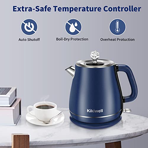 Electric Kettles Stainless Steel for Boiling Water, Double Wall Hot Water Boiler Heater, Cool Touch Electric Teapot, Auto Shut-Off & Boil-Dry Protection, 120V/1200W, 1.8Liter, 2 Year Warranty(Blue)