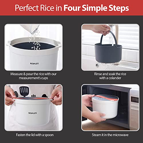 Koplex Easy & Multifunctional Rice Cooker Steam 2L Pot/Dishwasher Safe, Non-Stick, Non-Toxic & BPA Free/Dozens of Tasty & Healthy Meals in Minutes - Rice, Oats, Veggies, Pasta, Ramen, Quinoa & More