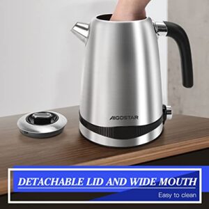 Aigostar Electric Kettle Temperature Control, Electric Tea Kettle with LED Display & 7 Presets, 304 Stainless Steel Hot Water Boiler with 120Min Keep Warm, Boil-Dry Protection, BPA Free,1.7L