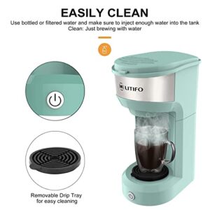 LITIFO Single Serve Coffee Maker for Ground coffee, Tea & K Cup Pod, 2-In-1 Small Coffee Machine with 6 to 14oz Reservoir, One-Button Fast Brew, Auto Shut-off & Self Cleaning Function (Green)