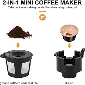 LITIFO Single Serve Coffee Maker for Ground coffee, Tea & K Cup Pod, 2-In-1 Small Coffee Machine with 6 to 14oz Reservoir, One-Button Fast Brew, Auto Shut-off & Self Cleaning Function (Green)