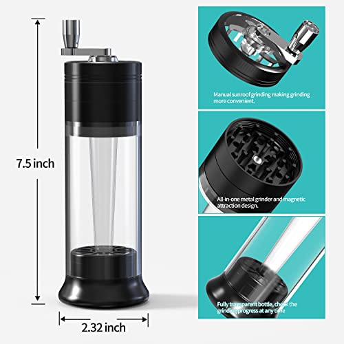 Spice Grinder 3-in-1 Hand Crank Loader Roller Crusher Filler Flower Buds Milling Grinding Storage with Magnetic Lid