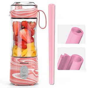wooshlend portable blender for shakes and smoothies with snap-open bpa free silicon straw