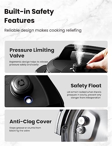 COMFEE’ 16 in 1 Electric Pressure Cooker Instant Multi Cooker Olla de Presion Non-Stick Pot Yogurt Maker Rice Cooker Slow Cooker Sauté Steamer 8 Quarts Stainless Steel