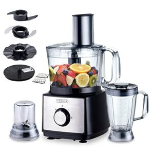 kognita 13 cup food processor blender combo vegetable chopper, food processor 500w with 2 speeds plus pulse for chopping, slicing, fine grating, emulsifyin, dough, with 8-in-1 multi-function grinding cup and mixing cup