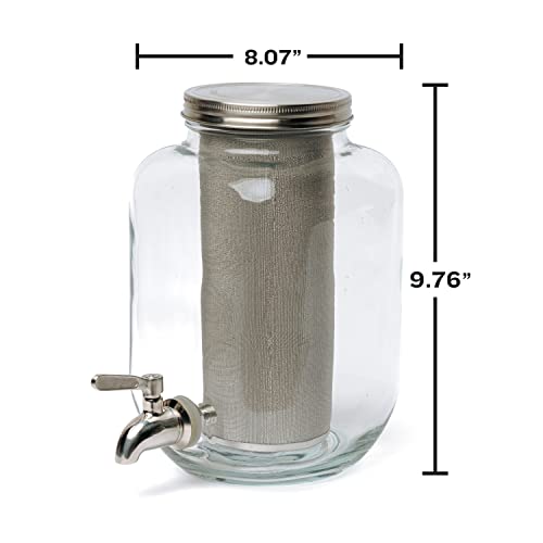County Line Kitchen - Cold Brew Mason Jar Coffee Maker, Durable Glass, Heavy Duty Stainless Steel Filter, Lid, and Pour Spout - 4 Quart, (128 oz / 1 Gallon)